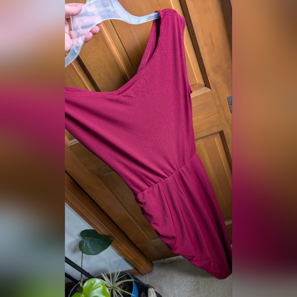 Vici Ruched Burgundy Midi Dress - Picture 8 of 11